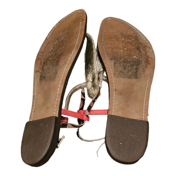 Sam Edelman Gigi Leopard Snake T-Strap Toe Post Sandals Women's sz 9 - Picture 6 of 8